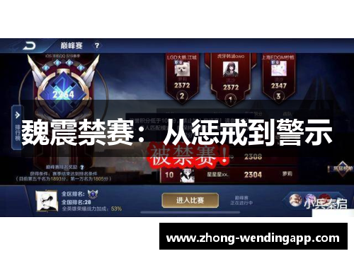 魏震禁赛:从惩戒到警示 魏震禁赛:从惩戒到警示