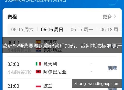 欧洲杯预选赛赛风赛纪管理加码,裁判执法标准更严 欧洲杯预选赛赛风赛纪管理加码,裁判执法标准更严